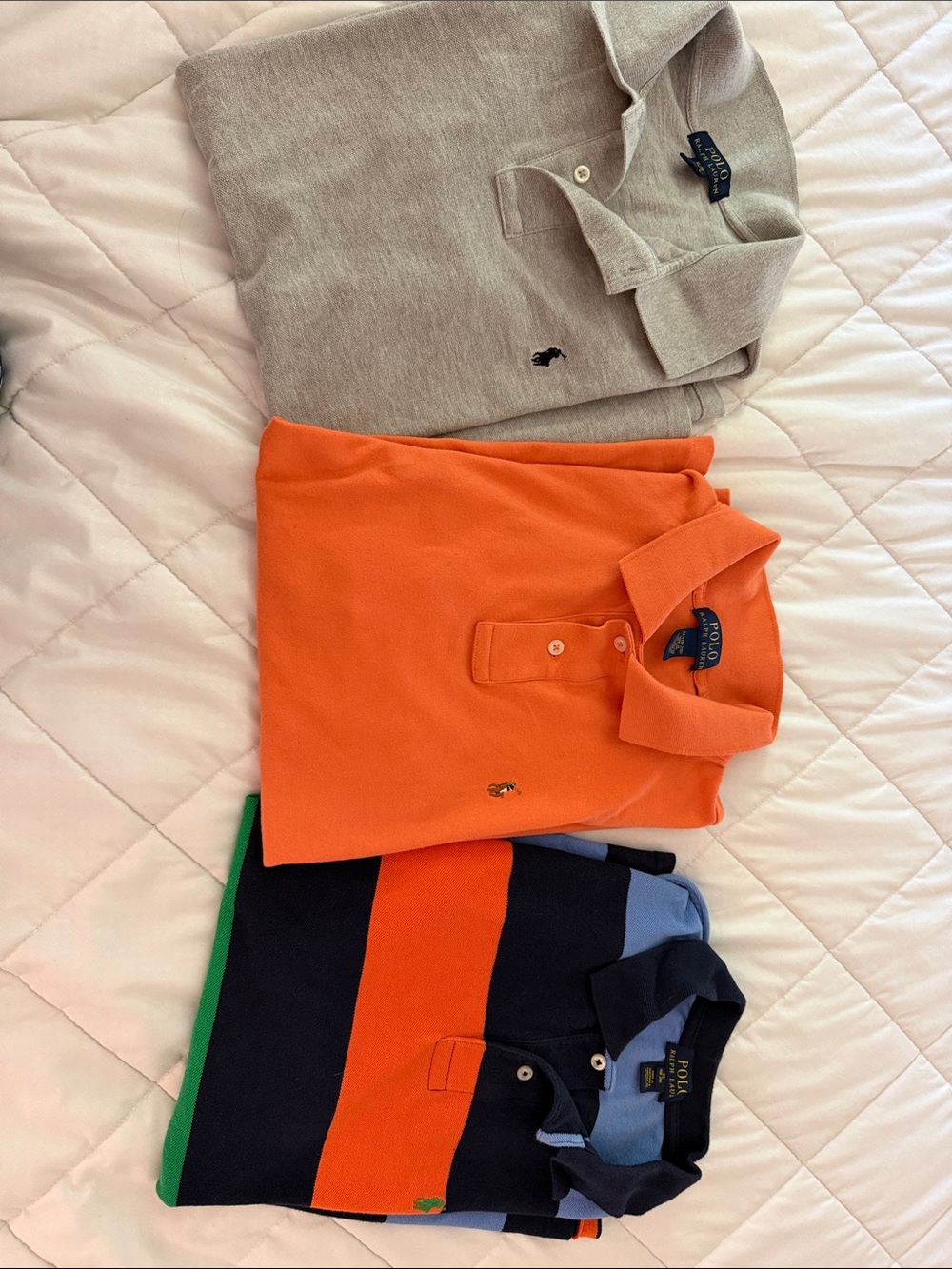 Boys Polo Ralph Lauren Orange Polo, Gray and Striped Polos size XL (18-30)